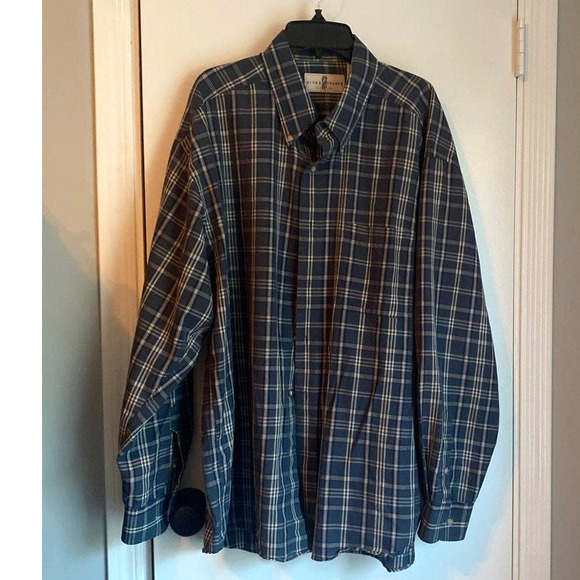 River Trader Men's Button Down Shirt Long Sleeve Blue Green Plaid XL - Picture 1 of 4